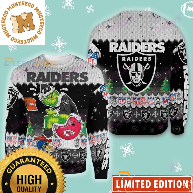 Las Vegas Raiders Grinch Toilet Sit On The Chiefs Funny 2023 Holiday Gifts Ugly Christmas Sweater Las Vegas Raiders Grinch Toilet Sit On The Chiefs Funny 2023 Holiday Gifts Ugly Christmas Sweater