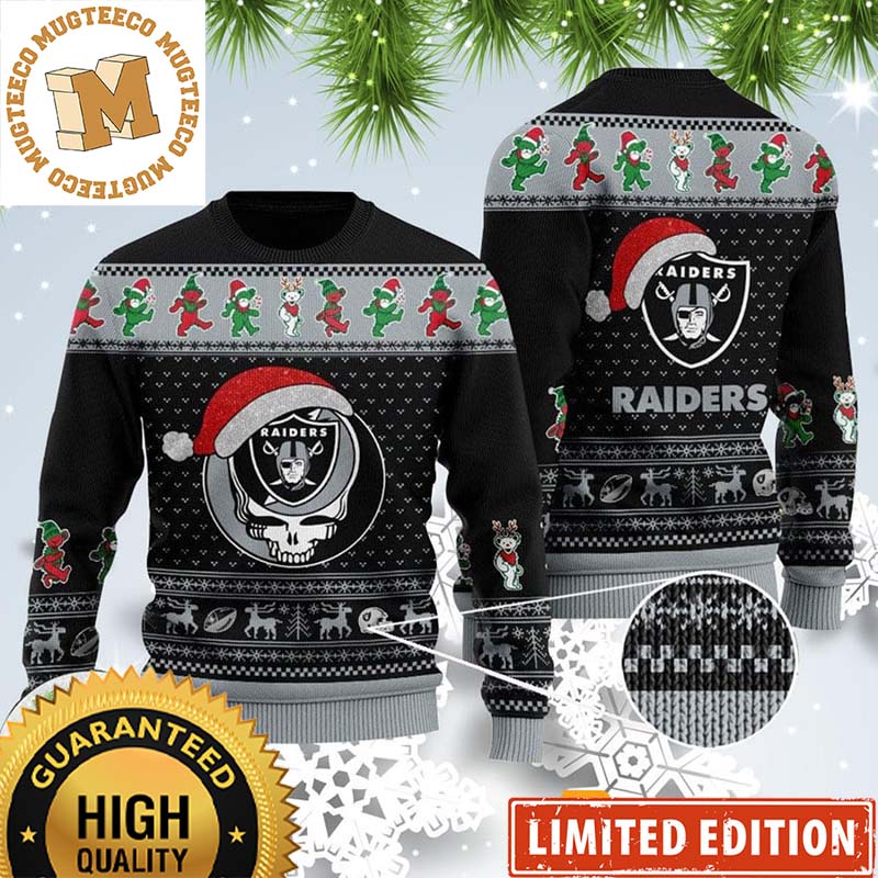Las Vegas Raiders X Grateful Dead 3D Custom Name Ugly Christmas Sweater Las Vegas Raiders X Grateful Dead 3D Custom Name Ugly Christmas Sweater