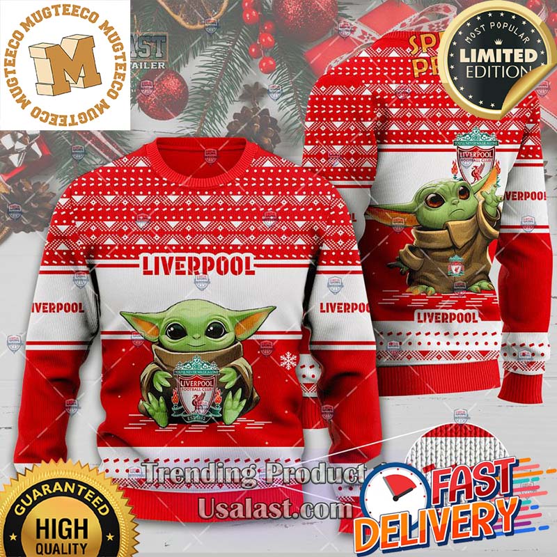 Liverpool Baby Yoda Ugly Christmas Sweater For Holiday 2023 Xmas Gifts Liverpool Baby Yoda Ugly Christmas Sweater For Holiday 2023 Xmas Gifts