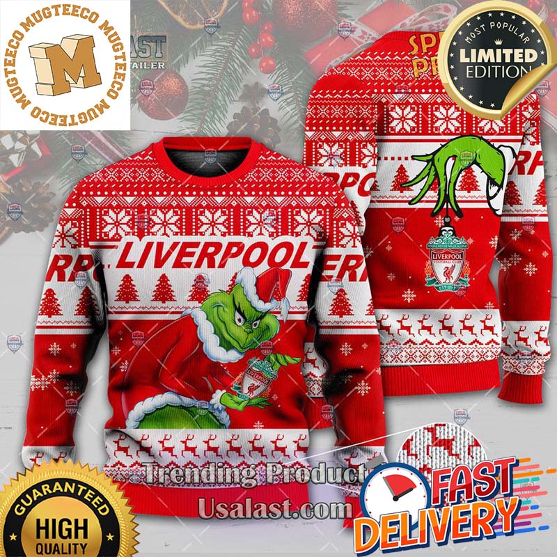 Liverpool x Grinch Xmas Ugly Sweater For Holiday 2023 Xmas Gifts Liverpool x Grinch Xmas Ugly Sweater For Holiday 2023 Xmas Gifts