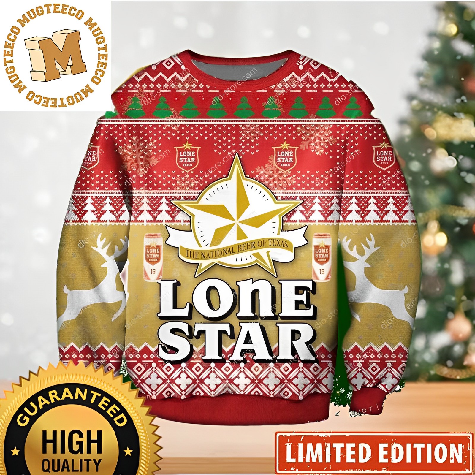 Lone Star Beer The National Beer Of Texas Ugly Christmas Sweater Lone Star Beer The National Beer Of Texas Ugly Christmas Sweater