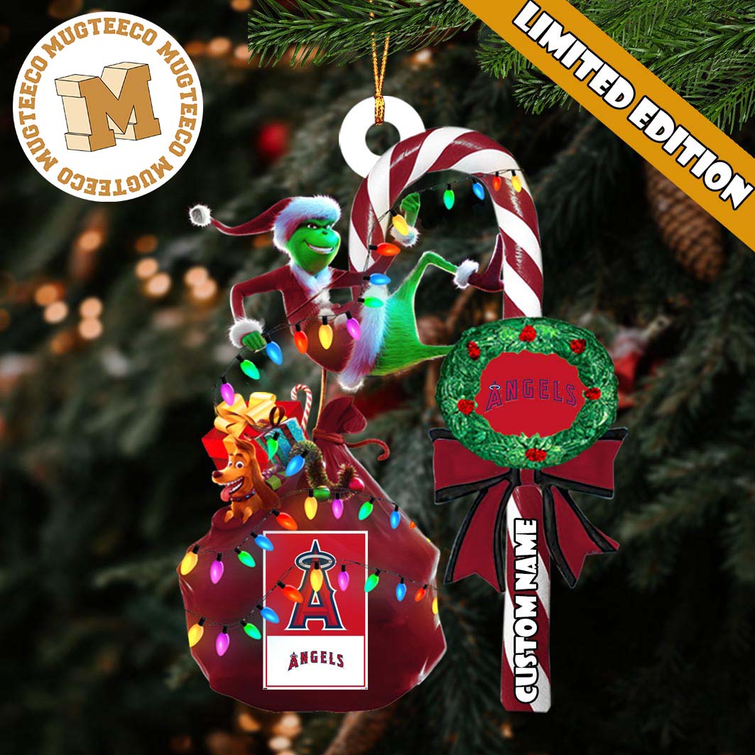 Los Angeles Angels MLB Grinch Candy Cane Personalized Xmas Gifts Christmas Tree Decorations Ornament Los Angeles Angels MLB Grinch Candy Cane Personalized Xmas Gifts Christmas Tree Decorations Ornament