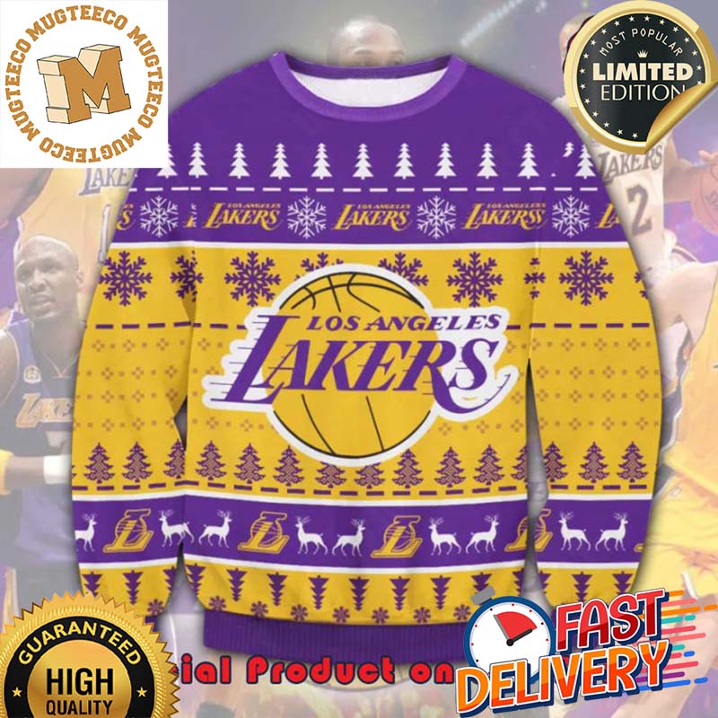 Los Angeles Lakers NBA Snowflakes Reindeer Ugly Christmas Sweater For Holiday 2023 Xmas Gifts Los Angeles Lakers NBA Snowflakes Reindeer Ugly Christmas Sweater For Holiday 2023 Xmas Gifts