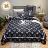 Gucci x Mickey Posing In Signature Beige Monogram Background With Blue Frame Background Bedding Set King Gucci x Mickey Posing In Signature Beige Monogram Background With Blue Frame Background Bedding Set King
