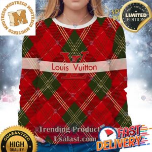 Louis Vuitton Christmas Version Red Ugly Sweater For Holiday 2023 Xmas Gifts