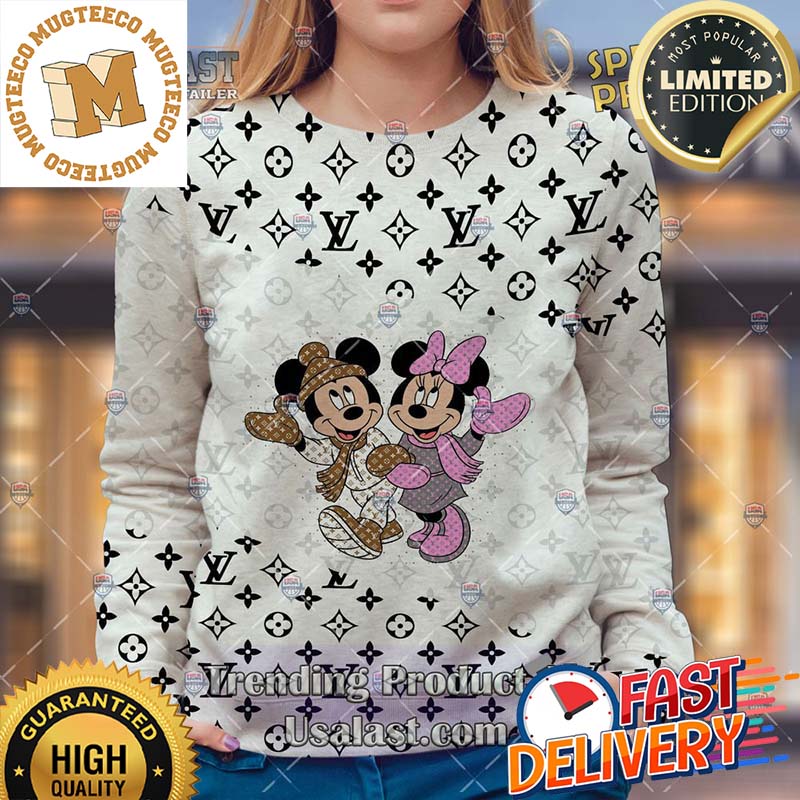 Louis Vuitton Mickey And Minnie Mouse Ugly Sweater For Holiday 2023 Xmas Gifts Louis Vuitton Mickey And Minnie Mouse Ugly Sweater For Holiday 2023 Xmas Gifts