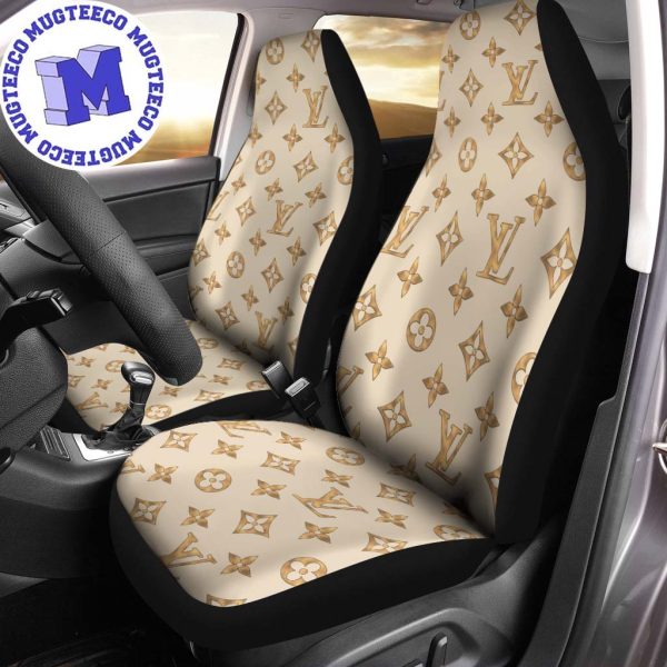 Louis Vuitton Tan On Gold Monogram Pattern Full Set Car Seat Cover Louis Vuitton Tan On Gold Monogram Pattern Full Set Car Seat Cover