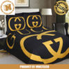 Luxury Gucci Big Black Logo In Classic Beige Monogram Background Bedding Set Luxury Gucci Big Black Logo In Classic Beige Monogram Background Bedding Set