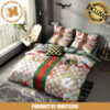 Luxury Gucci Diamond Big White Logo In Classic Black Monogram Background Bedding Set Luxury Gucci Diamond Big White Logo In Classic Black Monogram Background Bedding Set