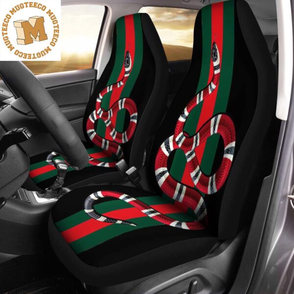 Luxury Gucci Signature Snake With Vintage Web In Black Background Car Seat Covers Luxury Gucci Signature Snake With Vintage Web In Black Background Car Seat Covers