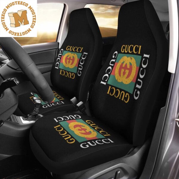 Luxury Gucci Vintage Logo Signature Logo Green And Red In Black Background Car Seat Covers Luxury Gucci Vintage Logo Signature Logo Green And Red In Black Background Car Seat Covers