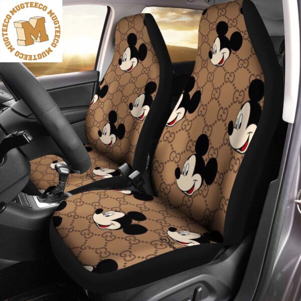 Luxury Gucci x Mickey Mouse Face Pattern In Brown Monogram Car Seat Covers Full Set Luxury Gucci x Mickey Mouse Face Pattern In Brown Monogram Car Seat Covers Full Set