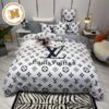 Luxury Gucci Snake With Big Logo In Black And Green Stripes Background Bedding Set