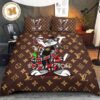 Luxury Louis Vuitton Big Logo In Classic White Monogram Background Bedding Set