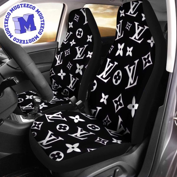 Luxury Louis Vuitton Black And White Logo Signature Monogram Pattern Car Seat Cover Luxury Louis Vuitton Black And White Logo Signature Monogram Pattern Car Seat Cover