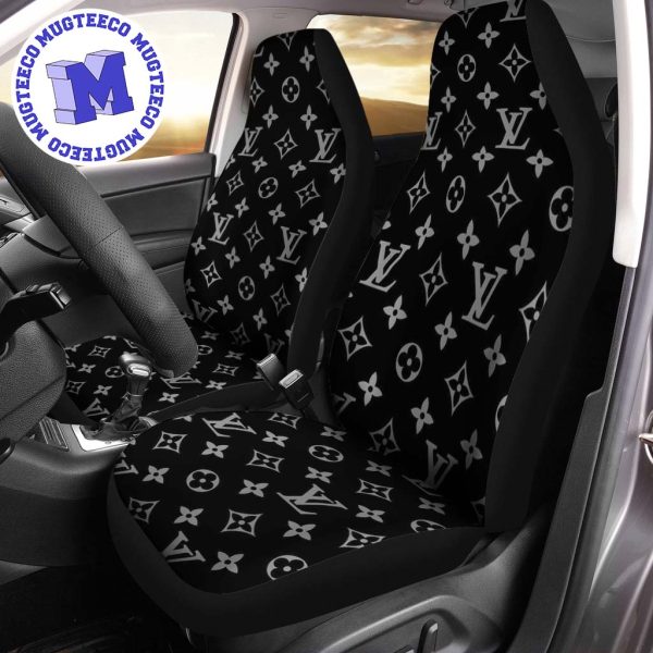Luxury Louis Vuitton Black Colors Logo Signature Monogram Pattern Car Seat Cover Luxury Louis Vuitton Black Colors Logo Signature Monogram Pattern Car Seat Cover