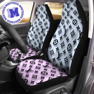 Luxury Louis Vuitton Blue Purple Colors Logo Signature Monogram Pattern Car Seat Cover