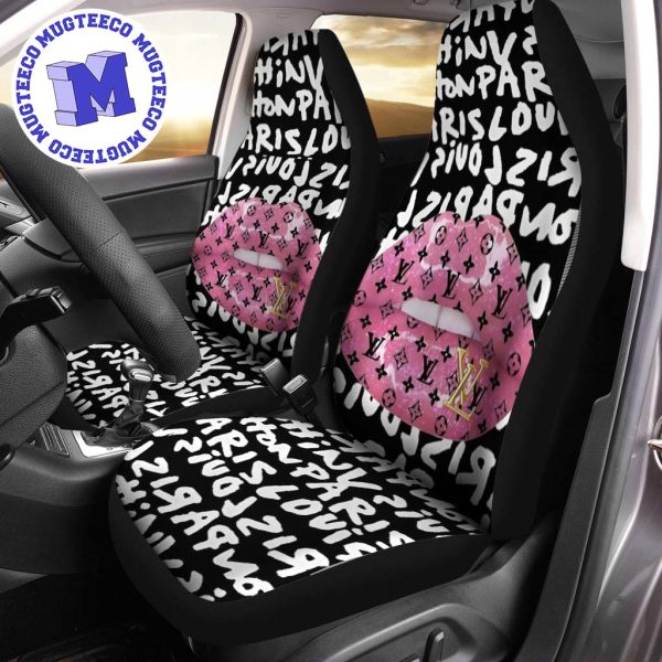Luxury Louis Vuitton Paris Lips In Black Backgroud Logo Signature Monogram Pattern Car Seat Cover Luxury Louis Vuitton Paris Lips In Black Backgroud Logo Signature Monogram Pattern Car Seat Cover
