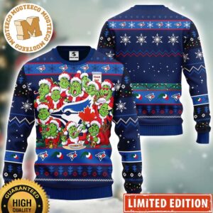 MLB Toronto Blue Jays Cute 12 Grinch Faces Happy Xmas Day Ugly Christmas Sweater