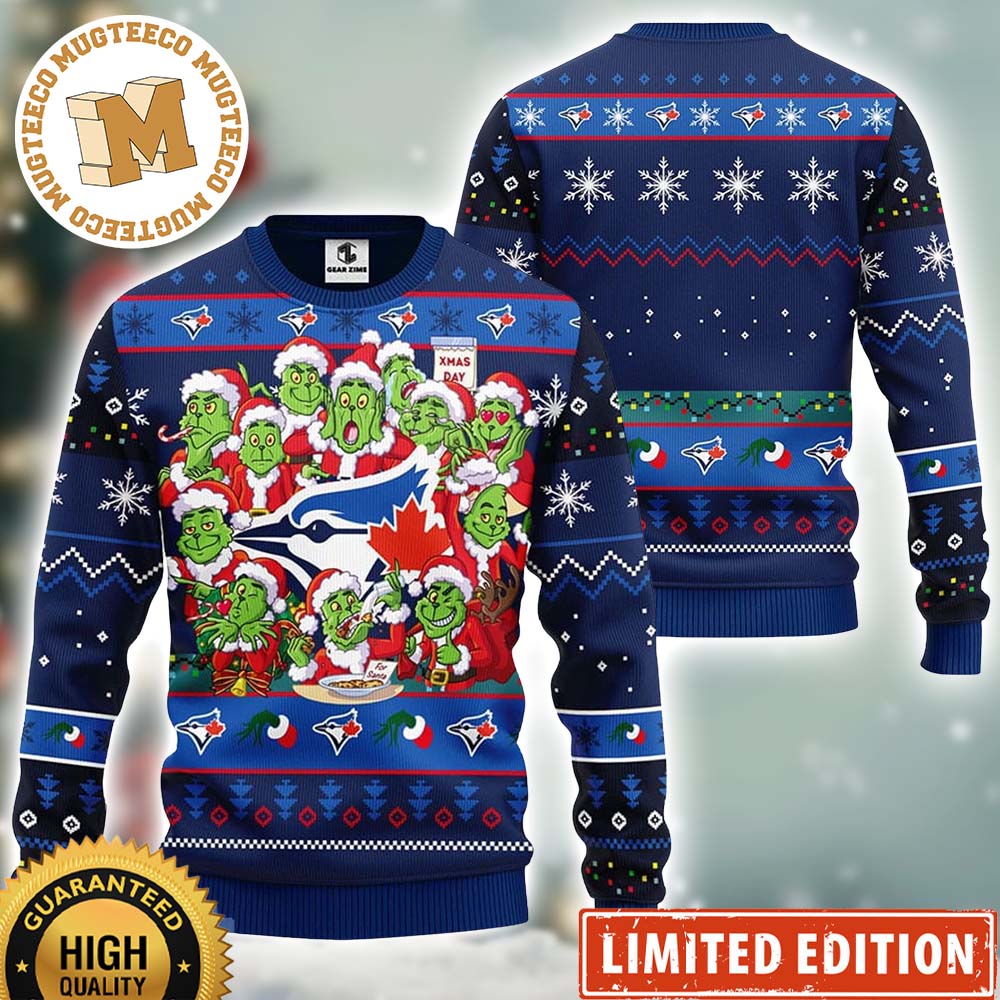 MLB Toronto Blue Jays Cute 12 Grinch Faces Happy Xmas Day Ugly Christmas Sweater MLB Toronto Blue Jays Cute 12 Grinch Faces Happy Xmas Day Ugly Christmas Sweater