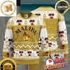 Malibu Rum Christmas Lights Santa Hat Reindeer Snowy Night Beige Vintage Holiday Ugly Sweater