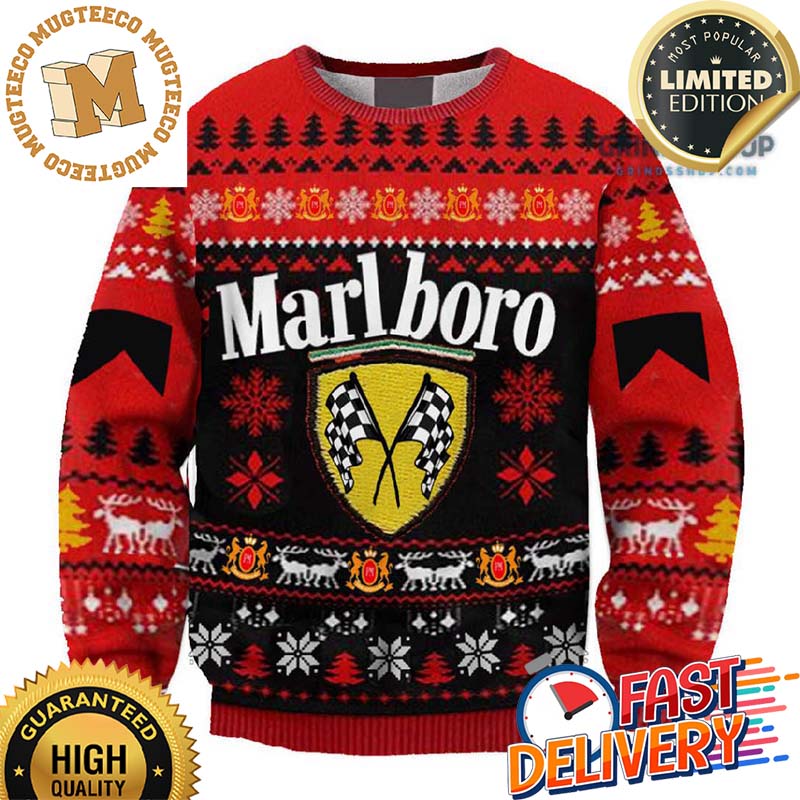 Marlboro Racing Xmas 2023 Holiday Gift Knitted Ugly Christmas Sweater Marlboro Racing Xmas 2023 Holiday Gift Knitted Ugly Christmas Sweater