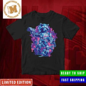 Marvel Guardians Of The Galaxy Vol 3 Team Up Rocket Racoon Watercolor Artwork Merchandise T-Shirt