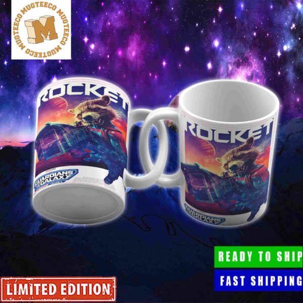 Marvel Studio Guardians Of The Galaxy Vol 3 Rocket Holding A Big Gun Movie Poster Ceramic Mug Marvel Studio Guardians Of The Galaxy Vol 3 Rocket Holding A Big Gun Movie Poster Ceramic Mug