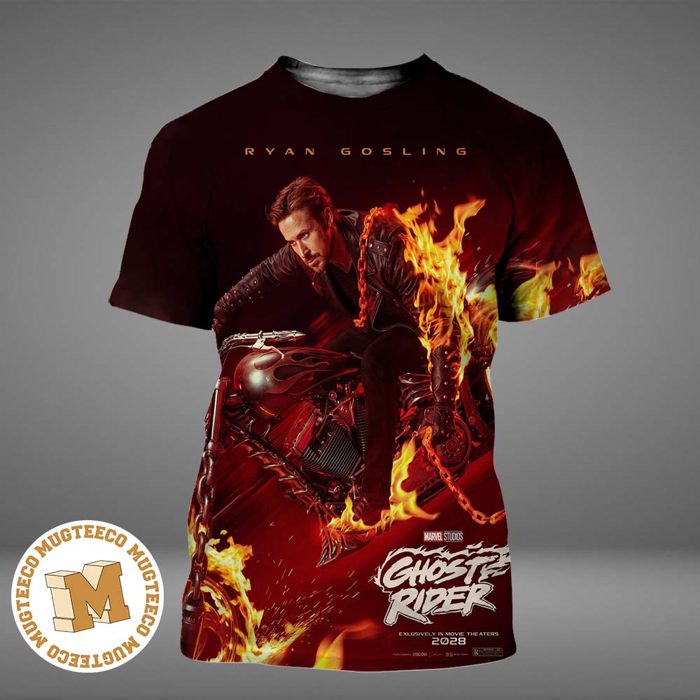 Mavel Ghost Rider Ryan Gosling 2028 Movie Poster All Over Print Shirt Mavel Ghost Rider Ryan Gosling 2028 Movie Poster All Over Print Shirt