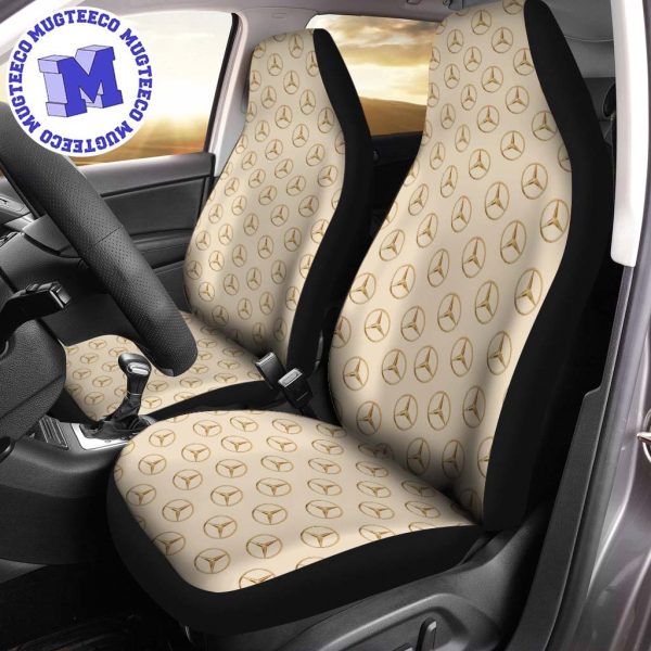 Mercedes Golden Logo On Golden Monogram Pattern Full Set Car Seat Cover Mercedes Golden Logo On Golden Monogram Pattern Full Set Car Seat Cover