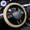 Mercedes Golden Logo On Golden Monogram Pattern Steering Wheel Cover