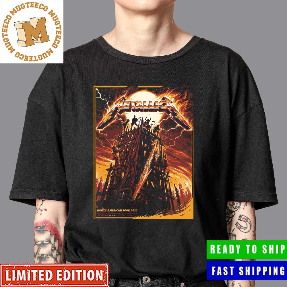 Metallica Exclusive Colorway Pop Up Shop Poster For M72 Phoenix Of M72 World Tour North American Tour 2023 Unisex T-Shirt Metallica Exclusive Colorway Pop Up Shop Poster For M72 Phoenix Of M72 World Tour North American Tour 2023 Unisex T-Shirt