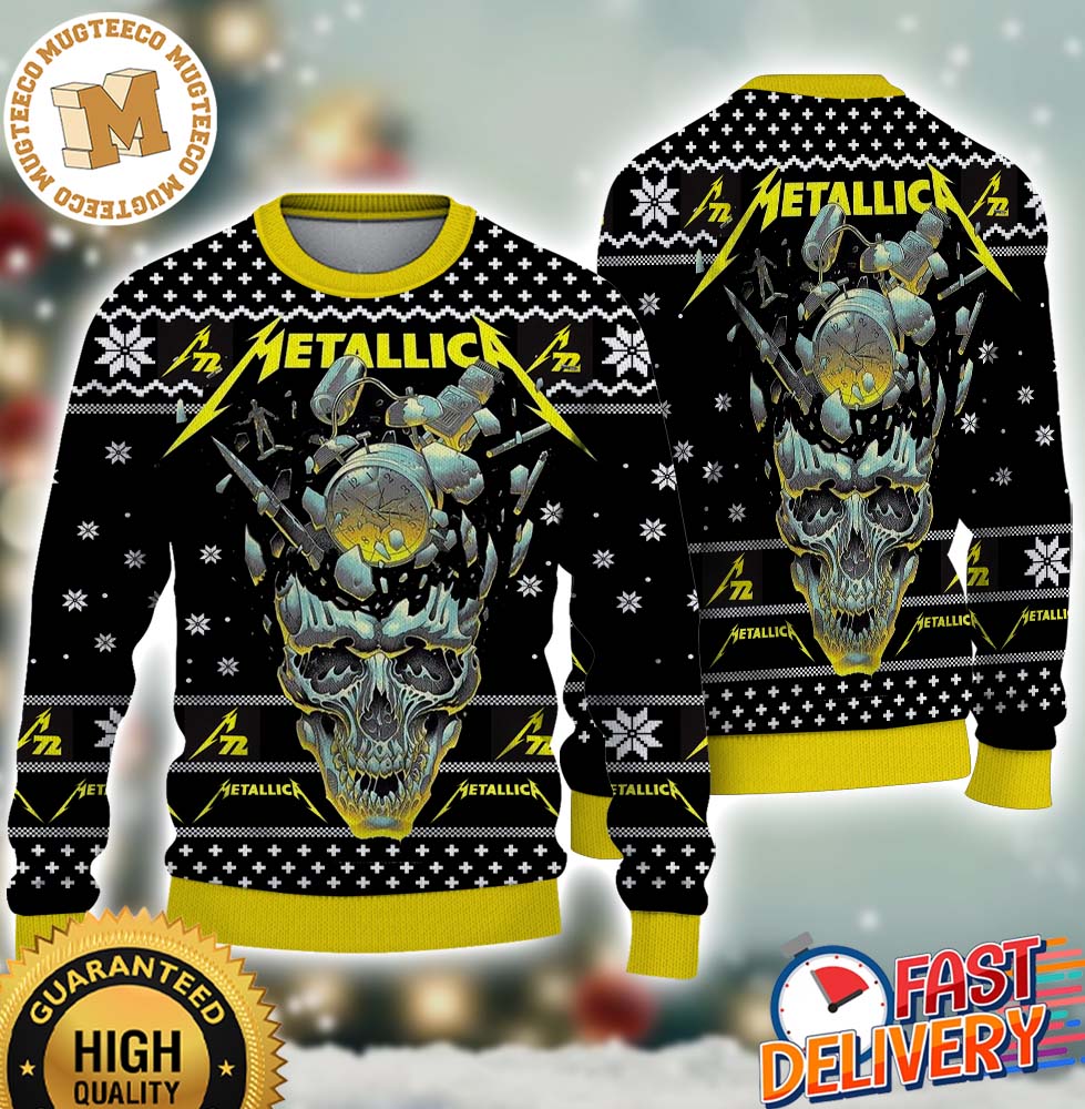 Metallica M72 World Tour Amsterdam Skull 2023 Holiday Ugly Christmas Sweater Metallica M72 World Tour Amsterdam Skull 2023 Holiday Ugly Christmas Sweater