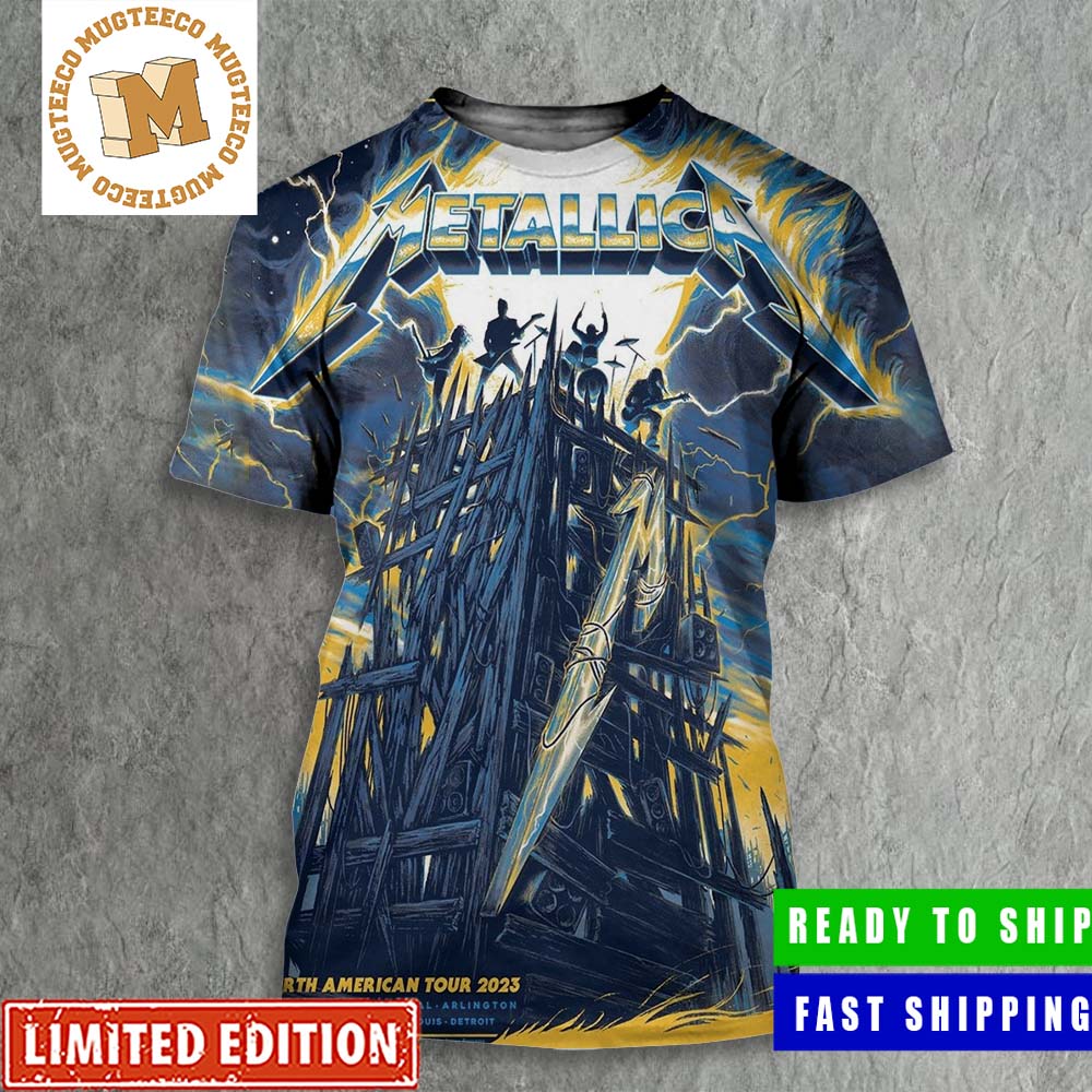 Metallica M72 World Tour North American Tour 2023 Los Angeles Exclusive Colorway Ver 1 Yellow And Blue 3D Shirt Metallica M72 World Tour North American Tour 2023 Los Angeles Exclusive Colorway Ver 1 Yellow And Blue 3D Shirt
