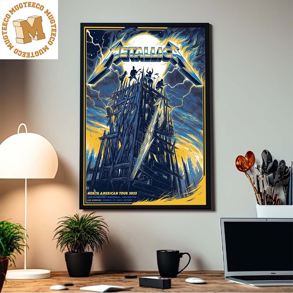 Metallica M72 World Tour North American Tour 2023 Los Angeles Exclusive Colorway Ver 1 Yellow And Blue Decor Poster Canvas Metallica M72 World Tour North American Tour 2023 Los Angeles Exclusive Colorway Ver 1 Yellow And Blue Decor Poster Canvas