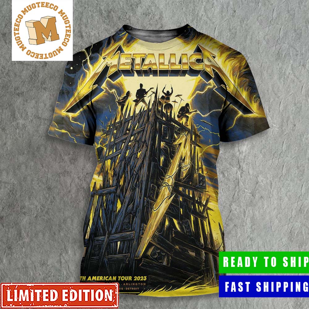 Metallica North American Tour 2023 M72 Los Angeles Exclusive Colorway Ver 2 Black And Yellow Thunder 3D Shirt Metallica North American Tour 2023 M72 Los Angeles Exclusive Colorway Ver 2 Black And Yellow Thunder 3D Shirt