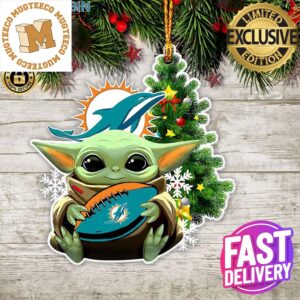 Miami Dolphins Baby Yoda NFL Christmas Tree Decorations Ornament