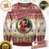 Miller High Life Big Logo Christmas Lights And Santa Hat Reindeer Snowy Night Knitting Holiday Ugly Sweater