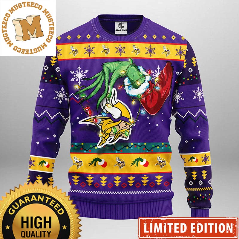 Minnesota Vikings Grinch Hand Stolen NFL 3D Christmas Ugly Sweater Minnesota Vikings Grinch Hand Stolen NFL 3D Christmas Ugly Sweater