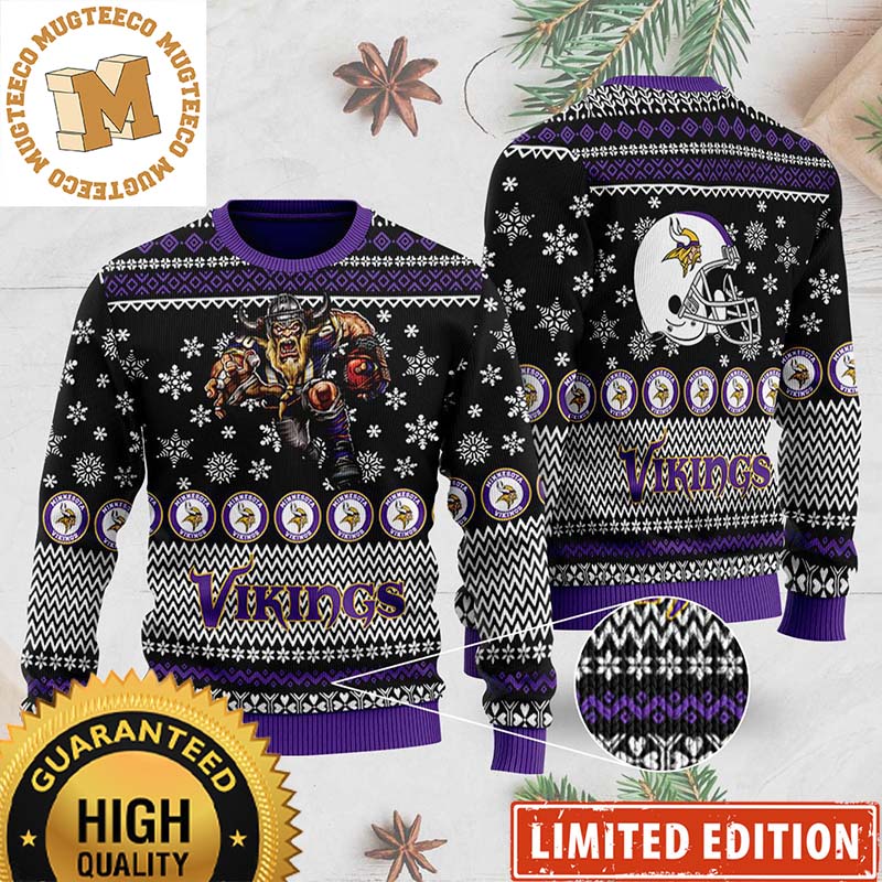 Minnesota Vikings Mascot Football Helmet Ugly Christmas Sweater Minnesota Vikings Mascot Football Helmet Ugly Christmas Sweater