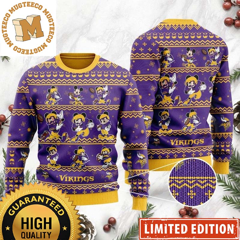 Minnesota Vikings Mickey Mouse Player Disney 2023 Holiday Gifts Ugly Sweater Christmas Minnesota Vikings Mickey Mouse Player Disney 2023 Holiday Gifts Ugly Sweater Christmas