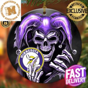Minnesota Vikings NFL Skull Joker Custom Name 2023 Holiday Gifts Christmas Decorations Ornament