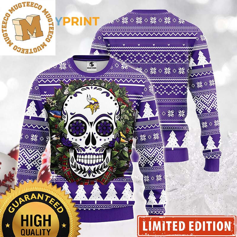Minnesota Vikings Skull Flower Ugly Christmas Ugly Sweater Minnesota Vikings Skull Flower Ugly Christmas Ugly Sweater