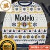 Modelo Cerveza Mexico Beer Lions Beige Knitting Christmas Ugly Sweater