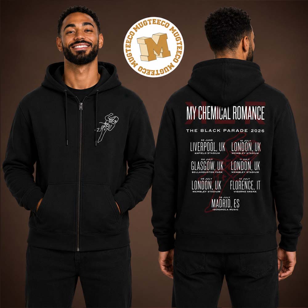 My Chemical Romance The Black Parade 2026 Tour EU And UK Merch Dates Back Zip Up Hoodie My Chemical Romance The Black Parade 2026 Tour EU And UK Merch Dates Back Zip Up Hoodie