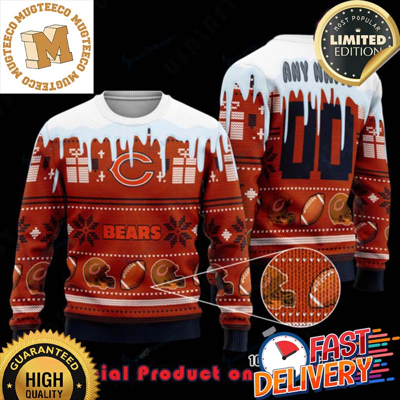 NFL Chicago Bears Woolen Custom Name Ugly Christmas Sweater For Holiday 2023 Xmas Gifts NFL Chicago Bears Woolen Custom Name Ugly Christmas Sweater For Holiday 2023 Xmas Gifts