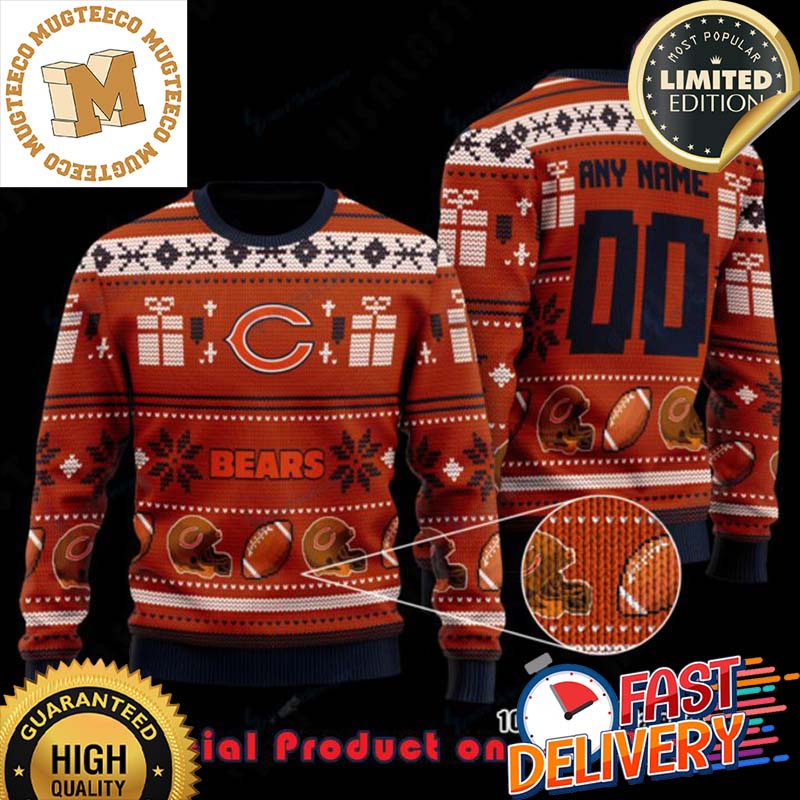 NFL Chicago Bears Woolen Pattern Orange Custom Name Ugly Christmas Sweater For Holiday 2023 Xmas Gifts NFL Chicago Bears Woolen Pattern Orange Custom Name Ugly Christmas Sweater For Holiday 2023 Xmas Gifts