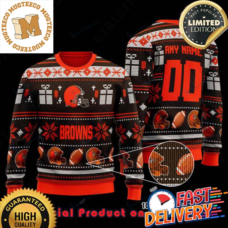 NFL Cleveland Browns Woolen Pattern Custom Name Ugly Christmas Sweater For Holiday 2023 Xmas Gifts NFL Cleveland Browns Woolen Pattern Custom Name Ugly Christmas Sweater For Holiday 2023 Xmas Gifts