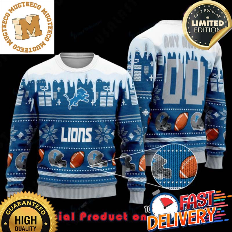 NFL Detroit Lions Woolen Custom Name Ugly Christmas Sweater For Holiday 2023 Xmas Gifts NFL Detroit Lions Woolen Custom Name Ugly Christmas Sweater For Holiday 2023 Xmas Gifts