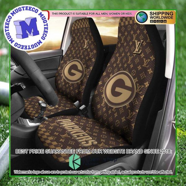 NFL Green Bay Packers Louis Vuitton Monogram Pattern Car Seat Cover NFL Green Bay Packers Louis Vuitton Monogram Pattern Car Seat Cover